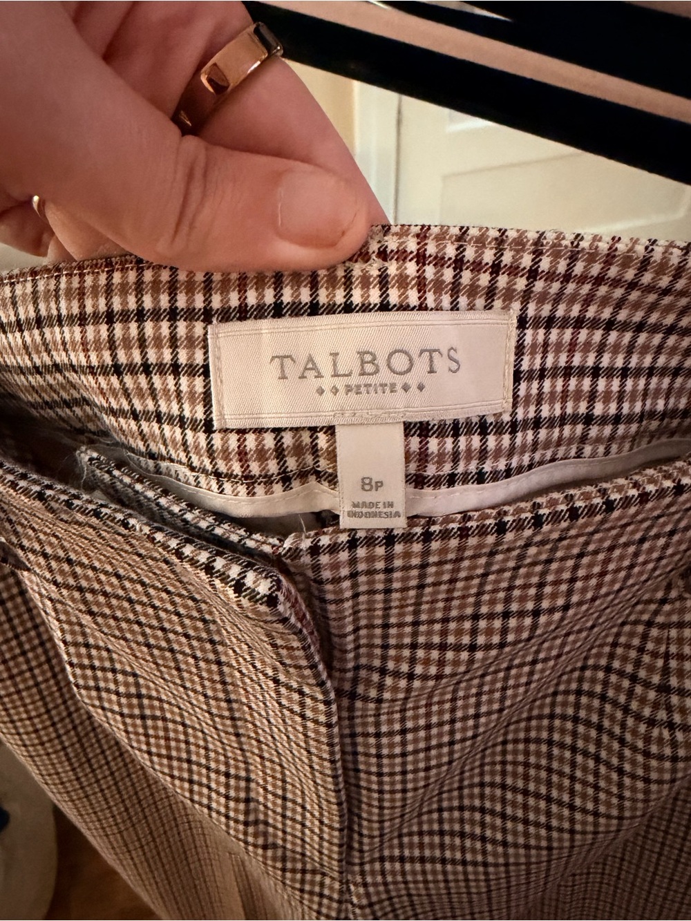 Talbots Petite Brown Plaid Dress Pants | Size 8P | Classic Straight Leg - Picture 3 of 3